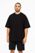 Men's Set Casual Cargo Shorts Set – Print T-Shirt-BLACK